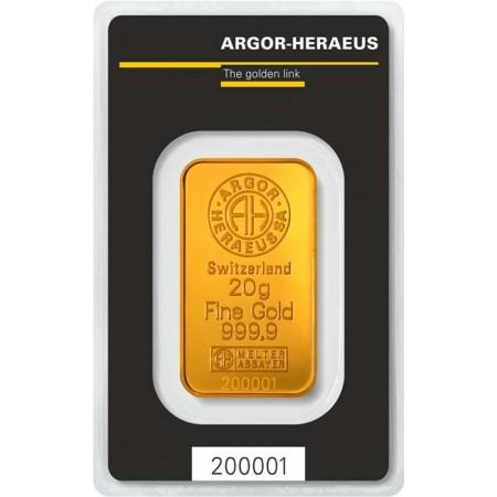 Zlatý zliatok Argor Heraeus 20&nbsp;g
